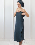 Set of linen waffle towels and robes with hoodie - Linen Couture Boutique