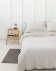 Striped Beige linen sham pillowcase - Linen Couture Boutique