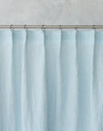 Cloudy Grey Stripe linen curtain with pleating tape and crown - Linen Couture