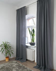Safari Green linen curtain with rod pocket - Linen Couture Boutique