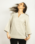 Dark Plum linen oversize top - Linen Couture
