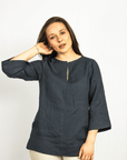 Dark Plum linen oversize top - Linen Couture