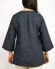Dark Plum linen oversize top - Linen Couture