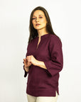 Dark Plum linen oversize top - Linen Couture