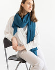 Dark Sea Blue scarf - Linen Couture