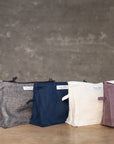 Double cloth linen large makeup bag with zipper - Linen Couture