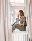 Extra Wide Natural Light Linen Curtain Panel with heading tape - Linen Couture