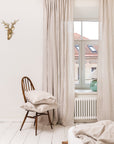 Extra Wide Natural Light Linen Curtain Panel with heading tape - Linen Couture