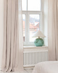 Extra Wide White Linen Curtain Panel with Tab Top - Linen Couture