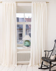 Extra Wide White Linen Curtain Panel with Tab Top - Linen Couture
