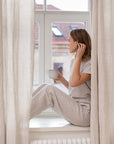 Extra Wide White Linen Curtain Panel with Tab Top - Linen Couture