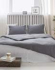 Grey linen pillowcase with envelope closure - Linen Couture