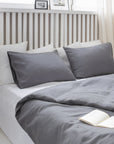 Grey linen pillowcase with envelope closure - Linen Couture
