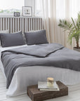 Grey linen pillowcase with envelope closure - Linen Couture