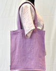 Grey Linen tote bag with embroidery - Linen Couture