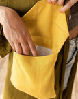 Honey Linen Shoulder Bag with Coconut Buttons and Adjustable Strap - Linen Couture