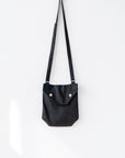 Honey Linen Shoulder Bag with Coconut Buttons and Adjustable Strap - Linen Couture