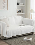Light Grey Linen Sofa Slipcover – Handmade Custom Couch Cover, Washable Linen L-Shape Furniture Protector