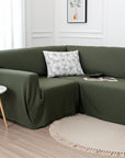 White Linen Sofa Slipcover – Handmade Custom Couch Cover, Washable Linen L-Shape Furniture Protector