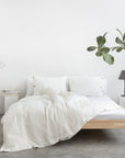 Light Chestnut linen duvet cover with coconut buttons - Linen Couture