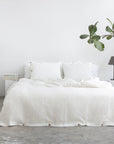 Light Chestnut linen duvet cover with coconut buttons - Linen Couture