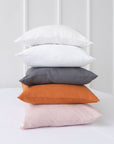 Light Chestnut linen pillowcase with coconut buttons - Linen Couture