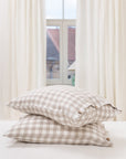 Light Chestnut linen pillowcase with coconut buttons - Linen Couture