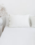 Light Chestnut linen pillowcase with coconut buttons - Linen Couture