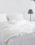 Light Chestnut linen pillowcase with coconut buttons - Linen Couture