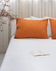 Light Chestnut linen pillowcase with coconut buttons - Linen Couture