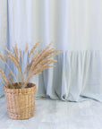 Light Grey linen curtain with ruffles, rod pocket - Linen Couture
