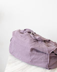 Linen beach bag with pocket and zipper in Pastel Plum - Linen Couture