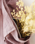 Linen beach bag with pocket and zipper in Pastel Plum - Linen Couture