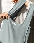 Natural and White check linen tote bag with inside pocket - Linen Couture