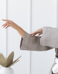Natural and White linen waffle robe two tones - Linen Couture
