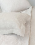 Natural Light and Striped Beige double side linen bedding set - Linen Couture