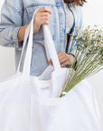 Natural Light linen beach bag with pocket - Linen Couture