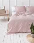 Pale Pink linen bedding set with ties - Linen Couture