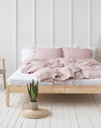 Pale Pink linen bedding set with ties - Linen Couture