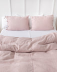 Pale Pink linen bedding set with ties - Linen Couture