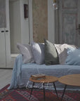 White Linen Sofa Slipcover – Handmade Custom Couch Cover, Washable Linen L-Shape Furniture Protector