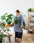 Reversible double cloth Linen Apron with Pockets - Linen Couture