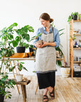 Reversible double cloth Linen Apron with Pockets - Linen Couture