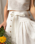 Taormina Ice Blue Linen Crop Top and Midi Skirt Set - Linen Couture