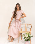 Taormina Linen Crop Top and Midi Skirt Set - Linen Couture