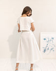 Taormina Linen Crop Top and Midi Skirt Set - Linen Couture