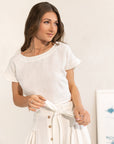 Taormina Pale Pink Linen Crop Top and Midi Skirt Co Ord Set - Linen Couture