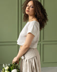 Taormina Pale Pink Linen Crop Top and Midi Skirt Co Ord Set - Linen Couture