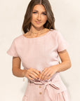Taormina Set | Linen Crop Top and Flared Midi Skirt - Linen Couture