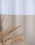 White and Pastel Plum linen curtains with tabs, two tones - Linen Couture Boutique